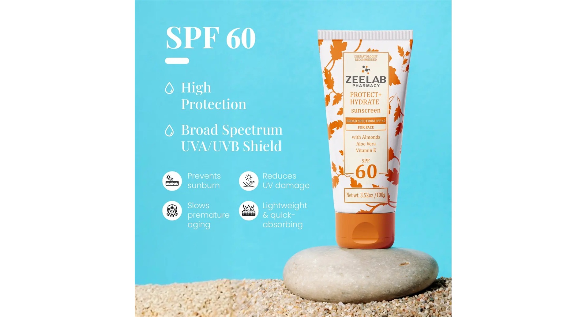 Sunscreen Lotion SPF 60 broad spectrum UVA UVB protection