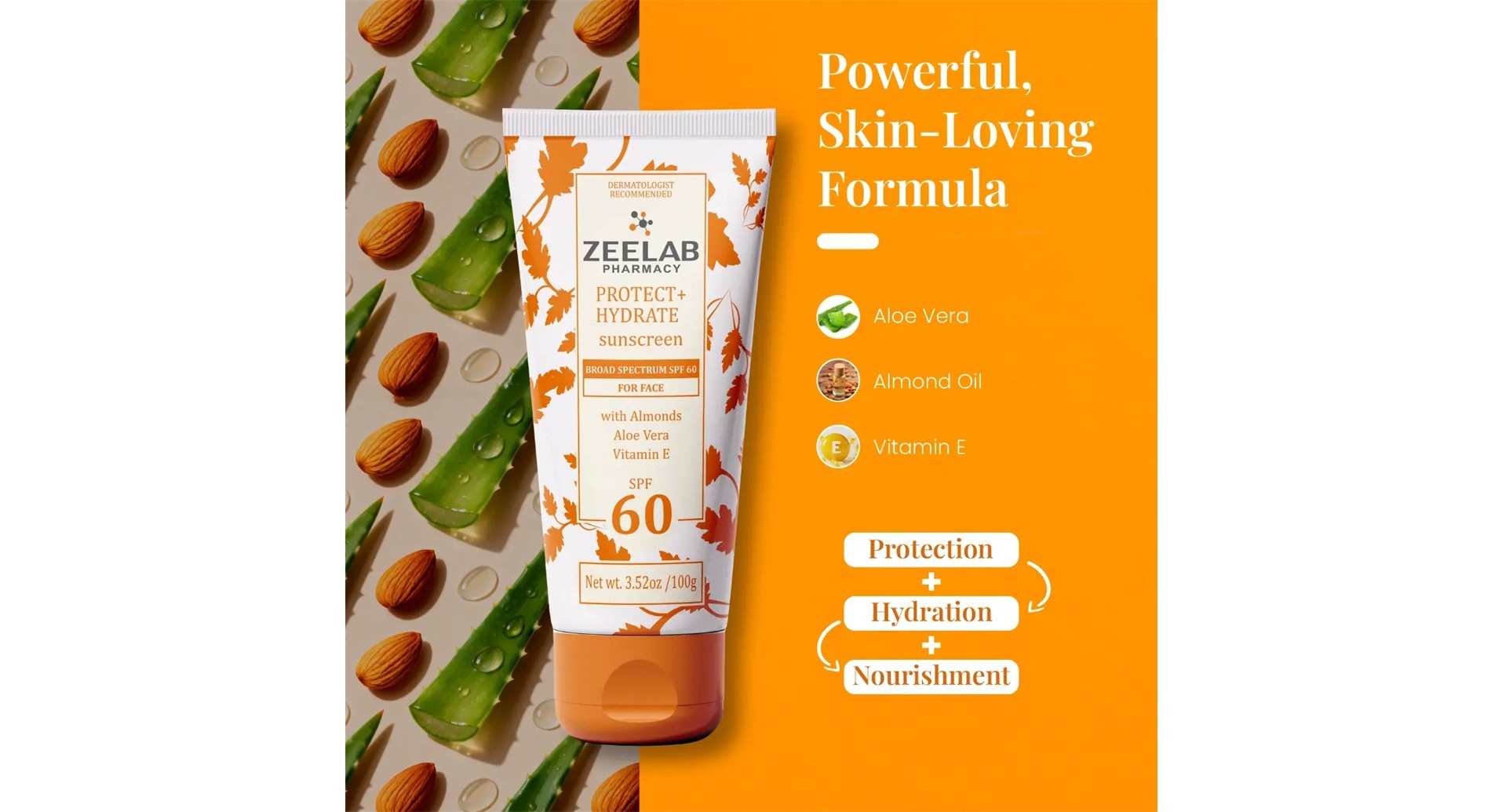 Sunscreen Lotion SPF 60 with Aloe Vera Almond Oil and Vitamin E
