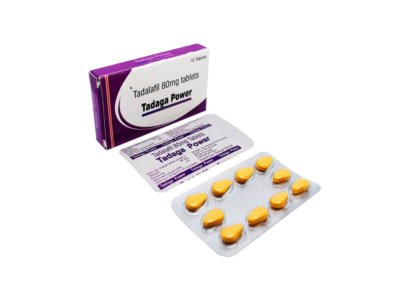 Tadaga Power 80 Mg Tablet (Tadalafil 80mg) box with blister strip of 10 tablets front and back