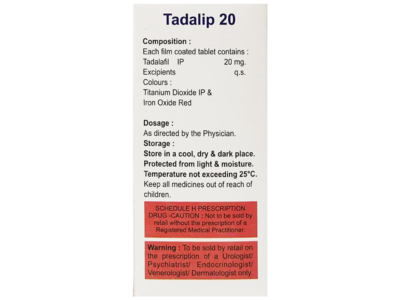 Tadalip 20 Mg Tablet composition label