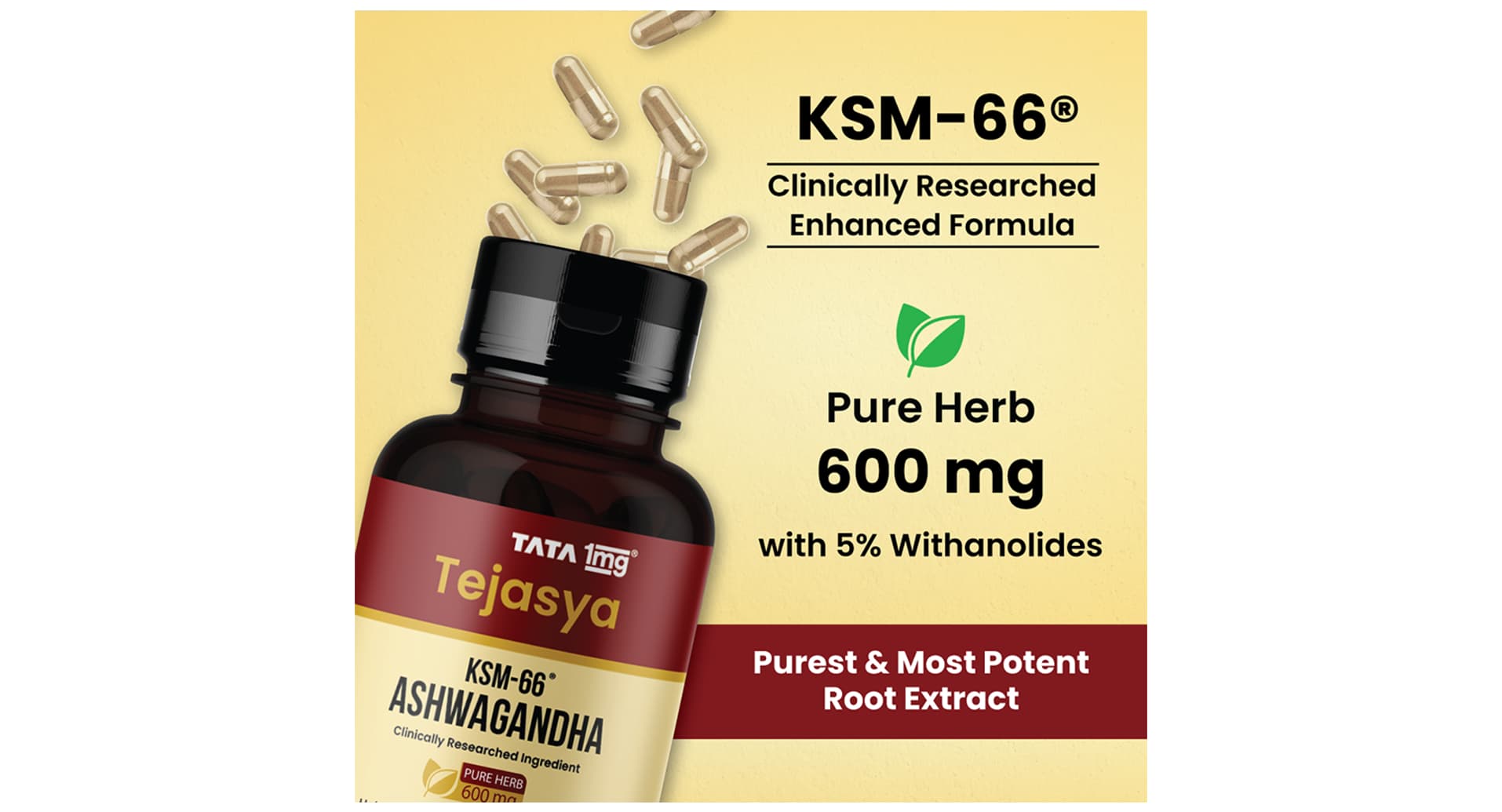 Tejasya Ashwagandha KSM-66 Capsules 600mg - Image 3
