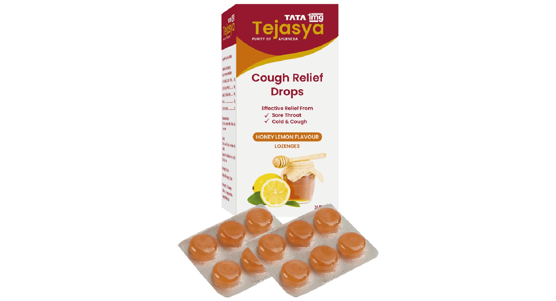Tejasya Cough Relief Drops Honey Lemon