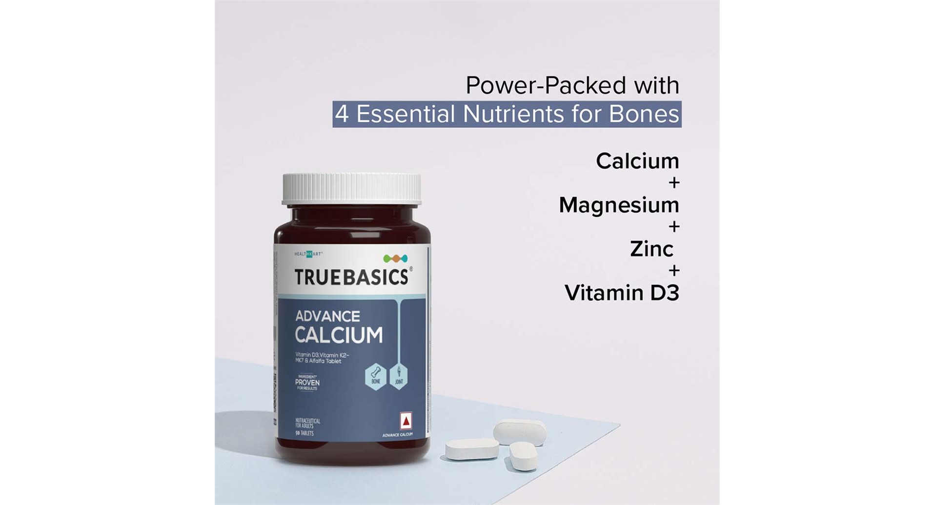 TrueBasics Advance Calcium with Vitamin D3 and K2-MK7 - Image 3