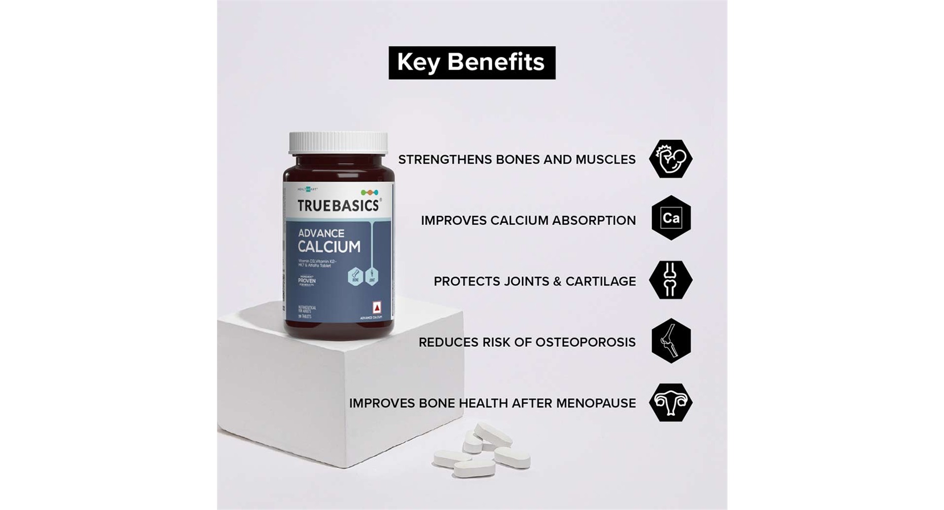TrueBasics Advance Calcium with Vitamin D3 and K2-MK7 - Image 4