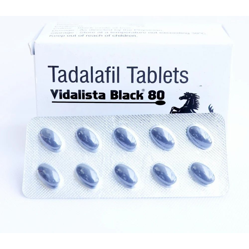 Vidalista Black 80 Mg Tadalafil tablets blister pack close-up