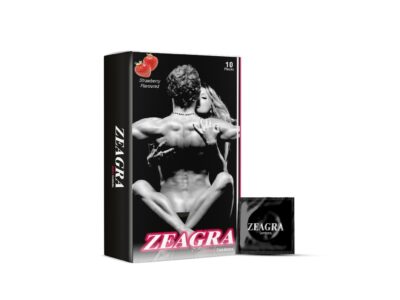 Zeagra Dotted Condoms Strawberry Flavour box and strip
