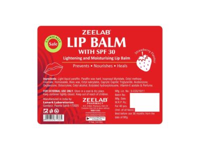 Zeelab Lip Balm With SPF 30 Strawberry Flavour 8ml pack