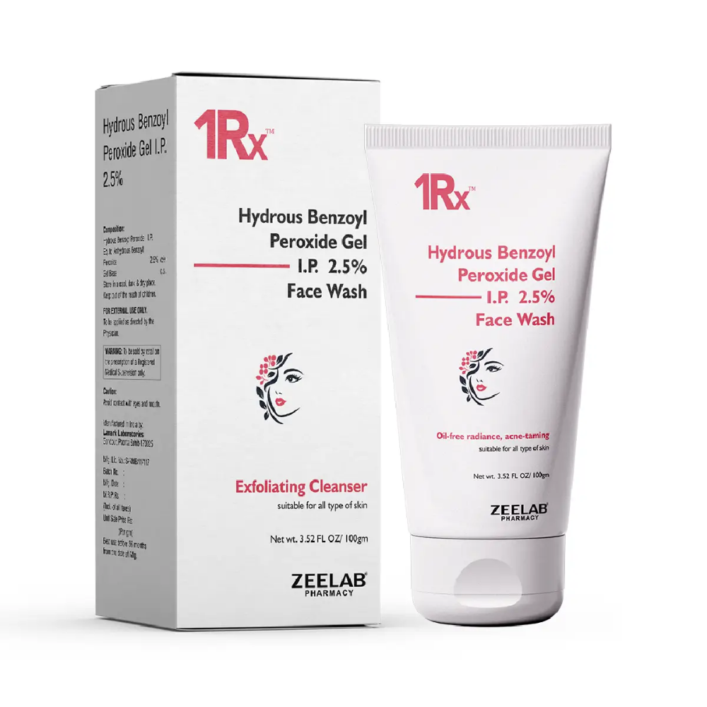 1RX Hydrous Benzoyl Peroxide 2.5% Face Wash 100gm