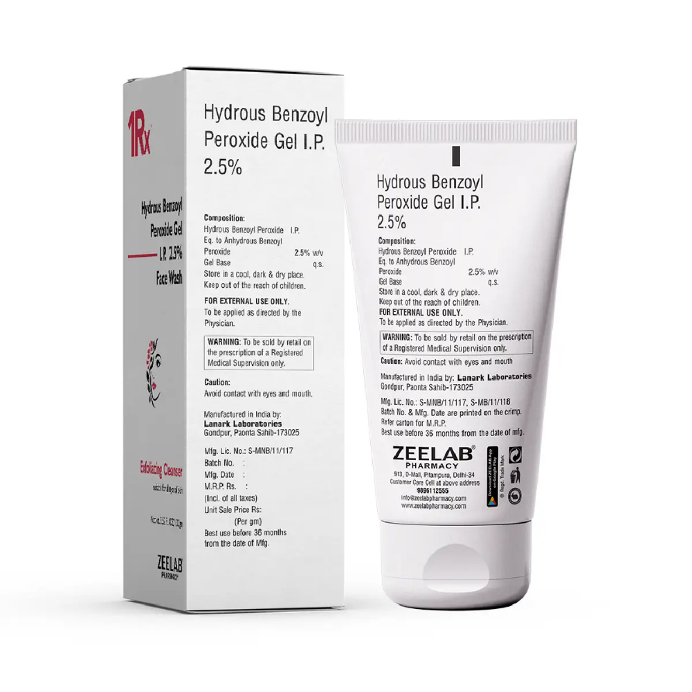 1RX Hydrous Benzoyl Peroxide 2.5% Face Wash 100gm