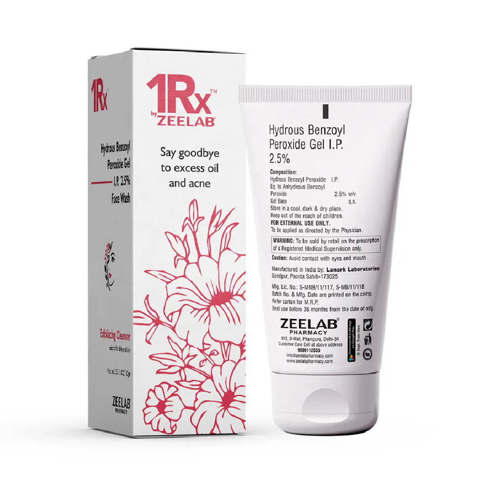 1RX Hydrous Benzoyl Peroxide 2.5% Face Wash 100gm