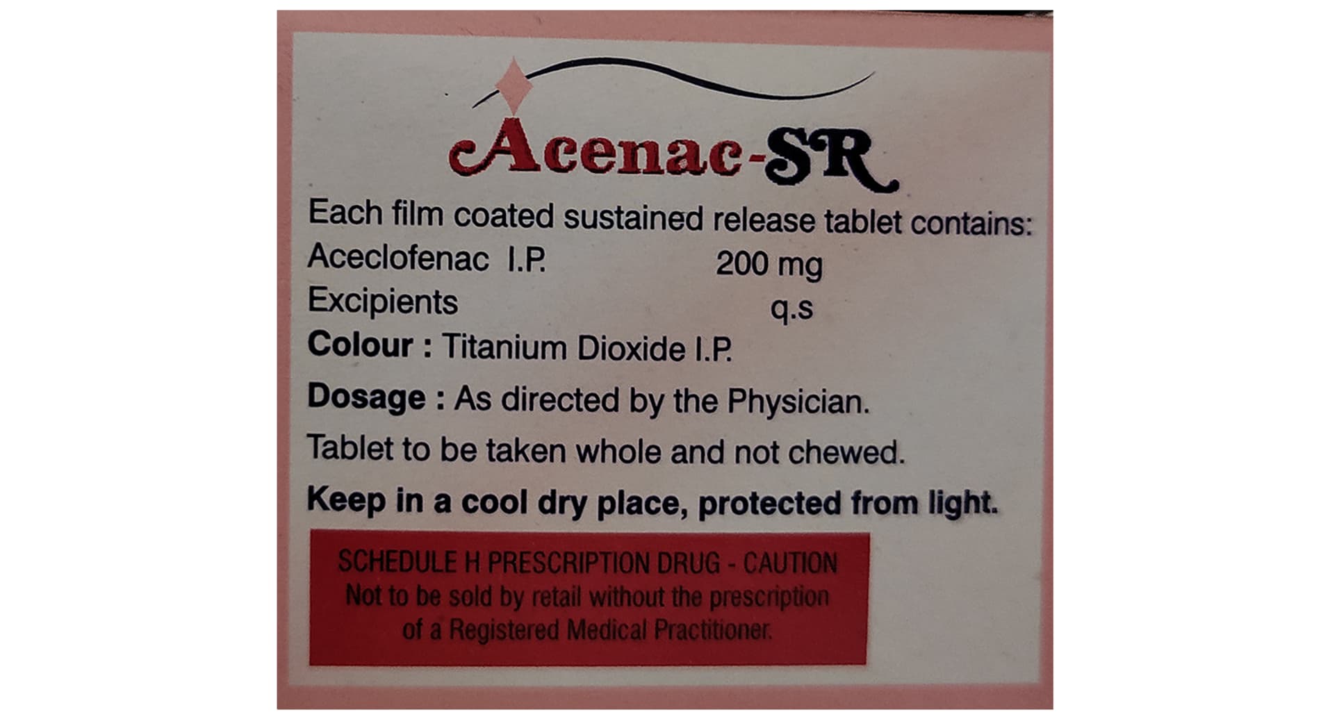 Acenac-SR 200mg Tablet pack front view