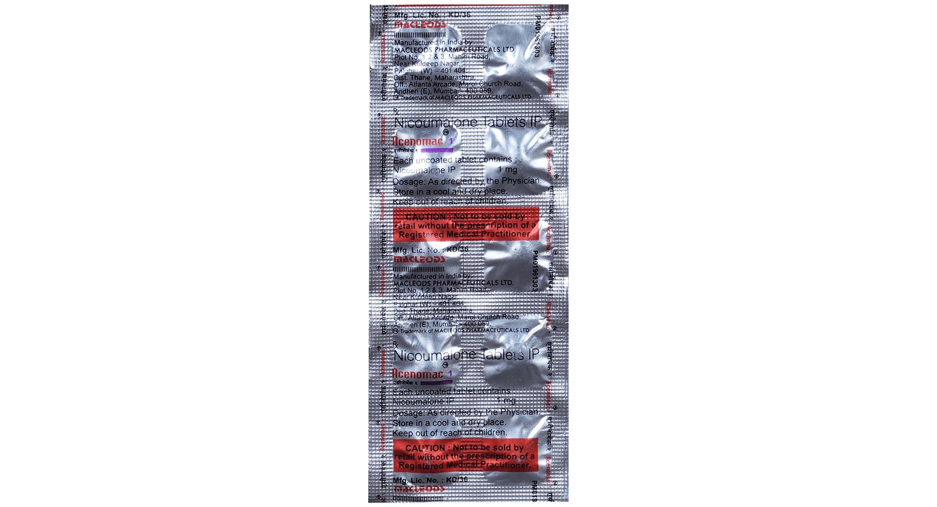 Acenomac 1mg Tablet strip blister view
