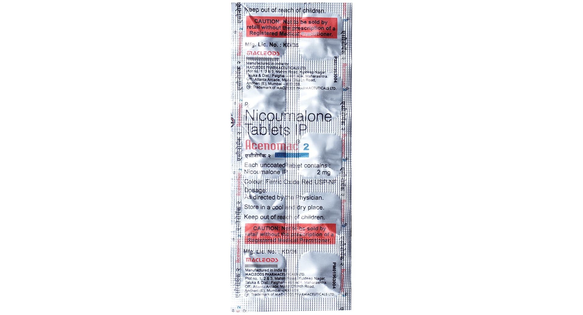 Acenomac 2mg Tablet strip blister view