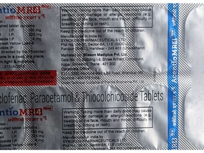 Acentio-MR 4mg/100mg/325mg Tablet pack side view
