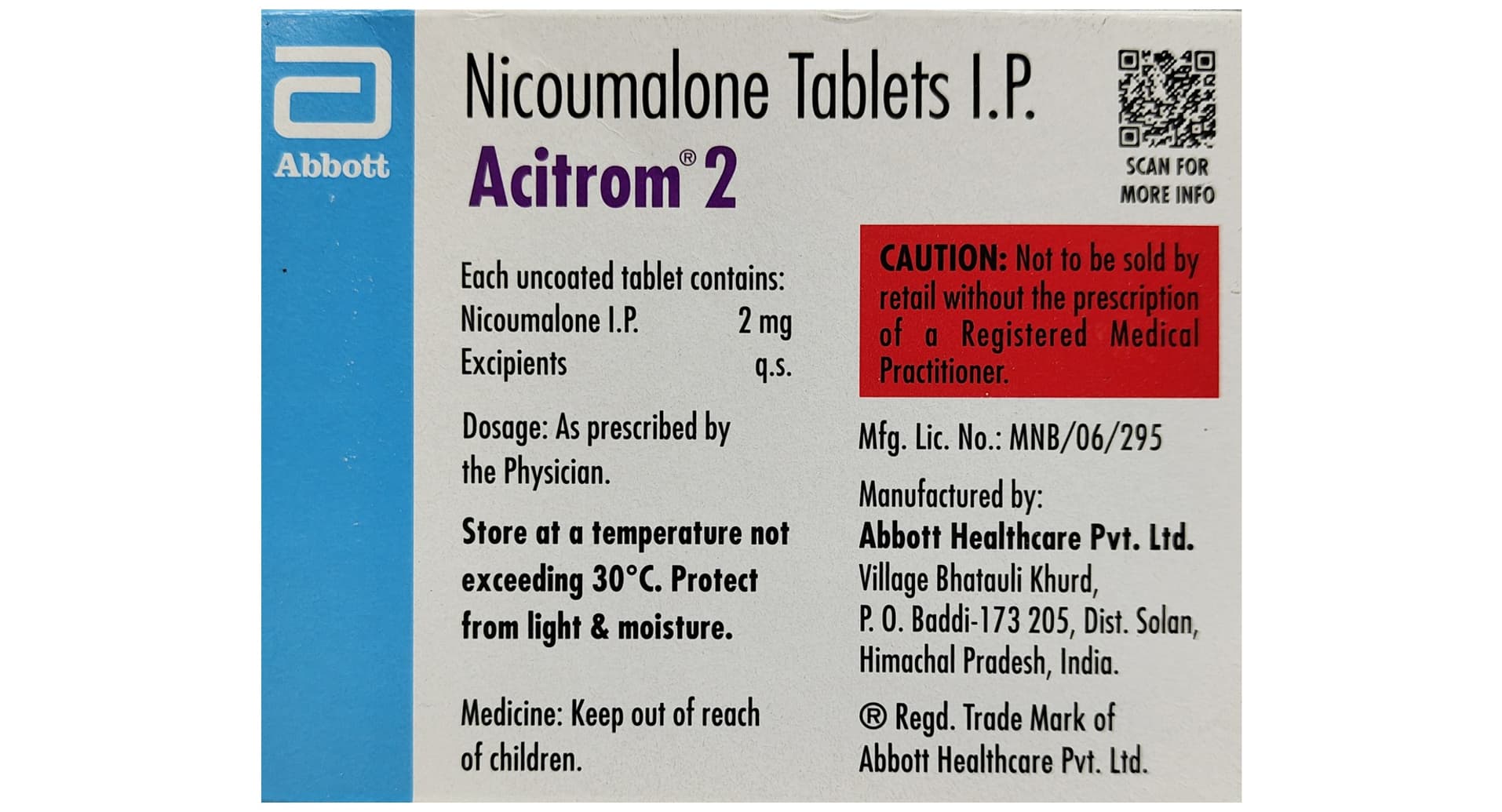 Acitrom 2mg Tablet pack front view