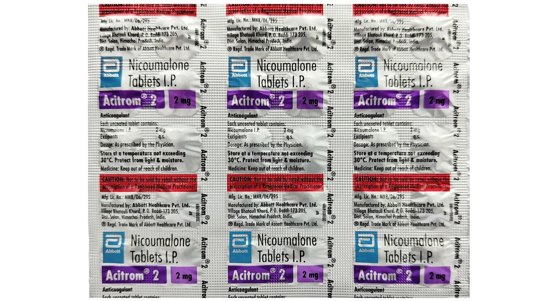Acitrom 2mg Tablet pack back view