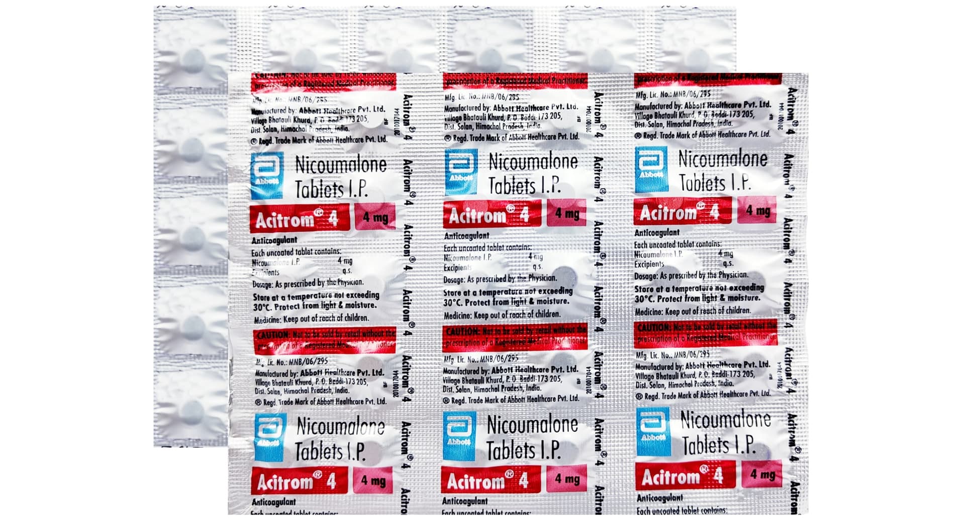 Acitrom 4mg Tablet strip blister view