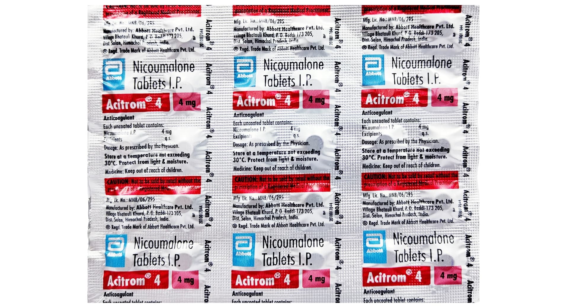 Acitrom 4mg Tablet pack back view