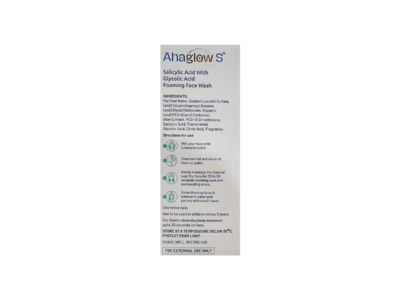 Ahaglow S Foaming Face Wash with Salicylic and Glycolic Acid pack side view