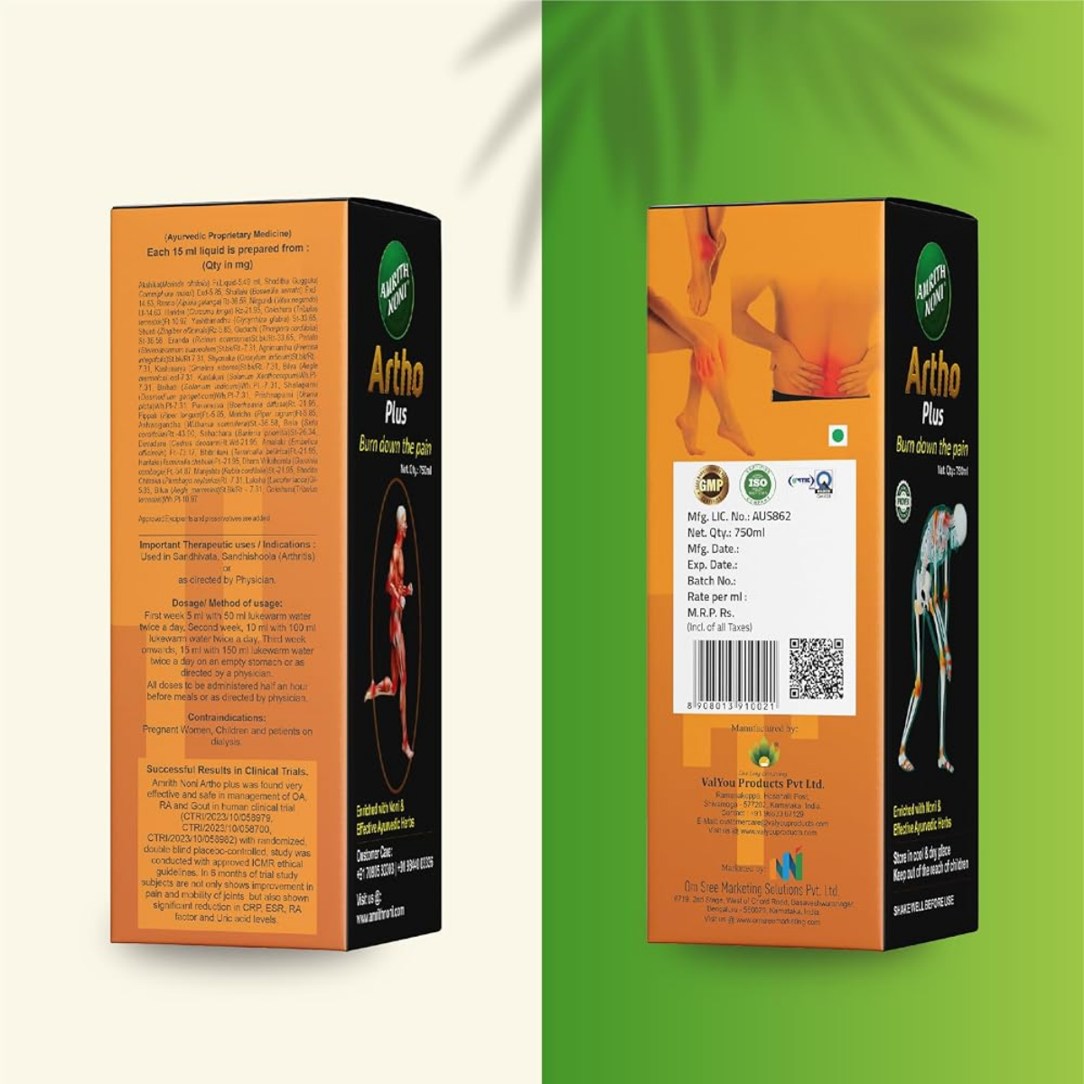 Amrith Noni Artho Plus Juice pack side view