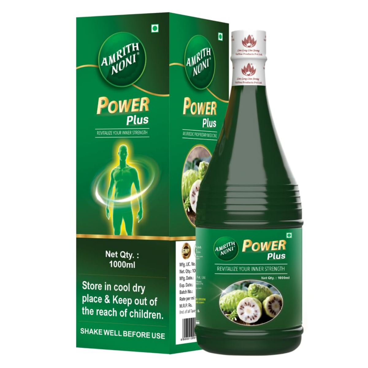 Amrith Noni Power Plus Juice pack front view