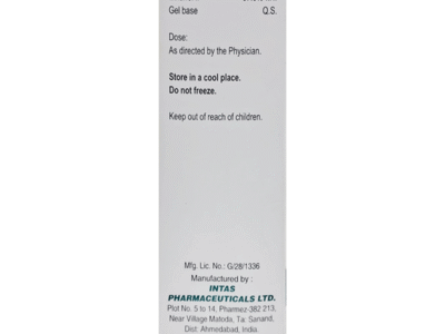 Androtas Gel composition panel - Testosterone USP 10 mg per gram