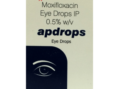 Apdrops Moxifloxacin 0.5% eye drop 5 ml - close-up front label