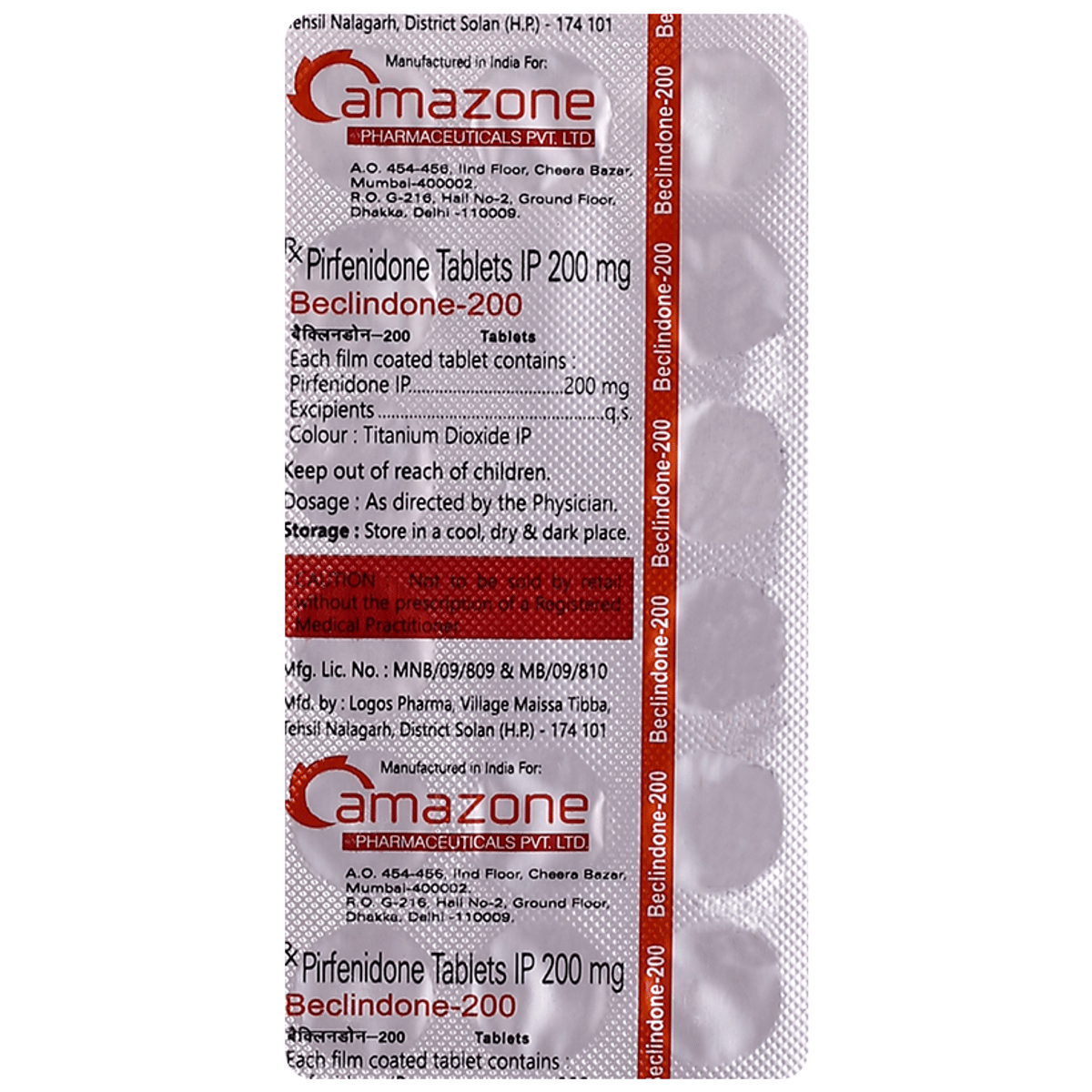 Beclindone 200mg Tablet blister pack