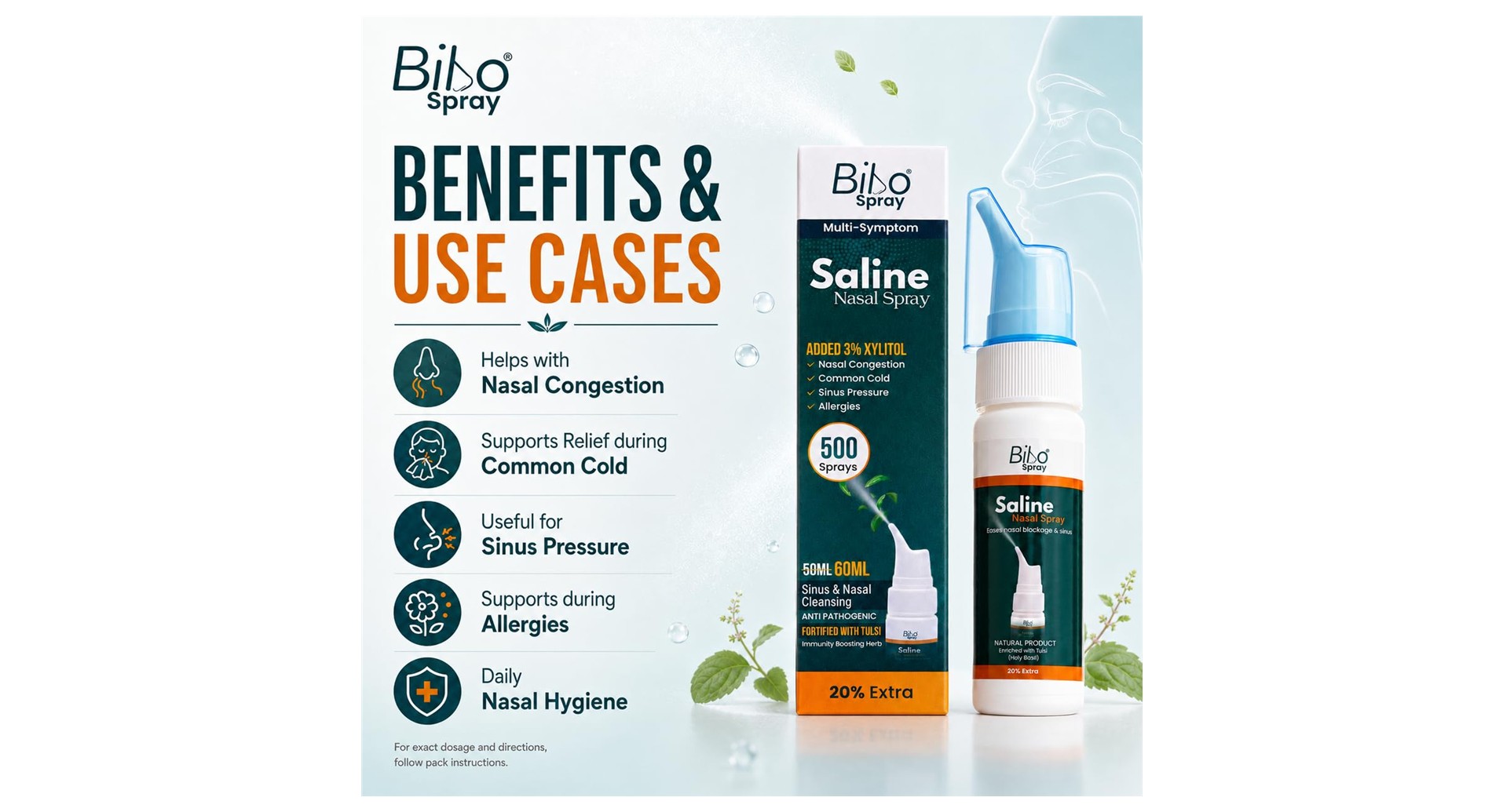 Bibo Saline Nasal Spray with Tulsi and Xylitol