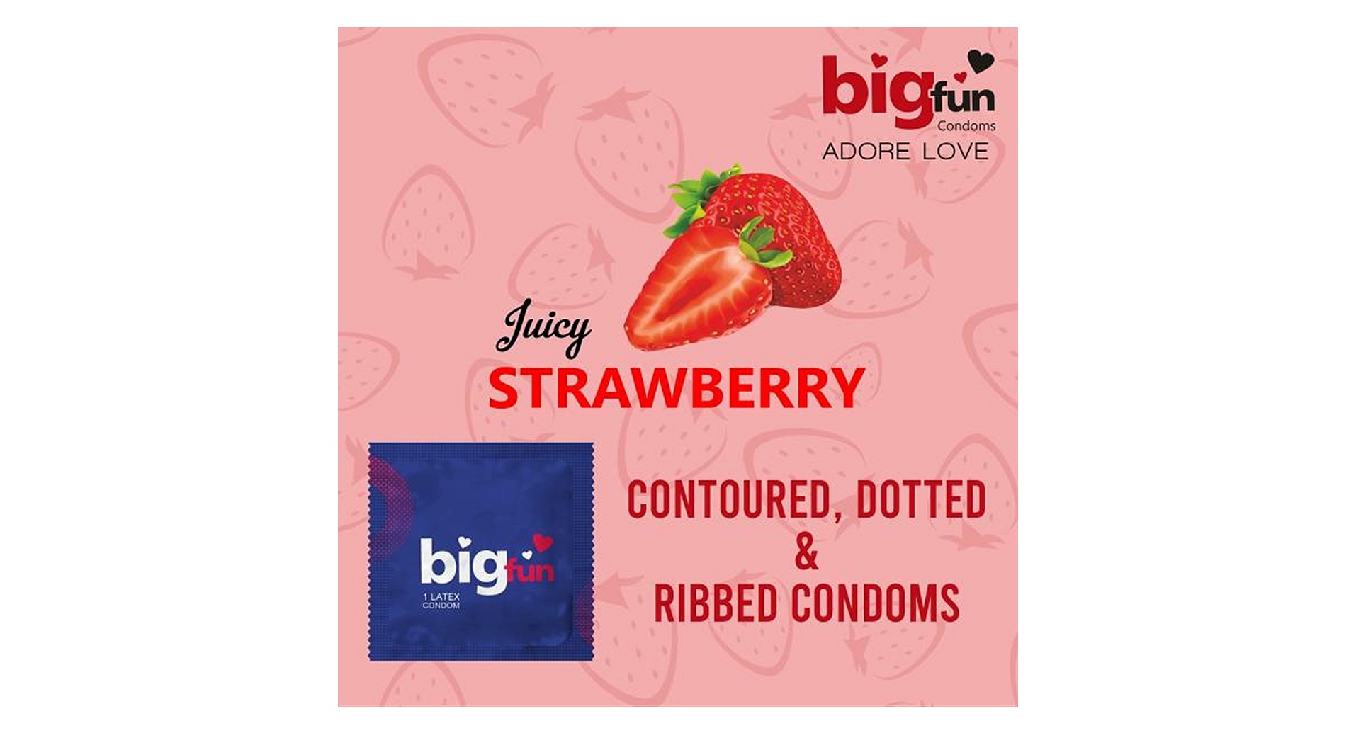 Bigfun Condoms Juicy Strawberry Flavoured