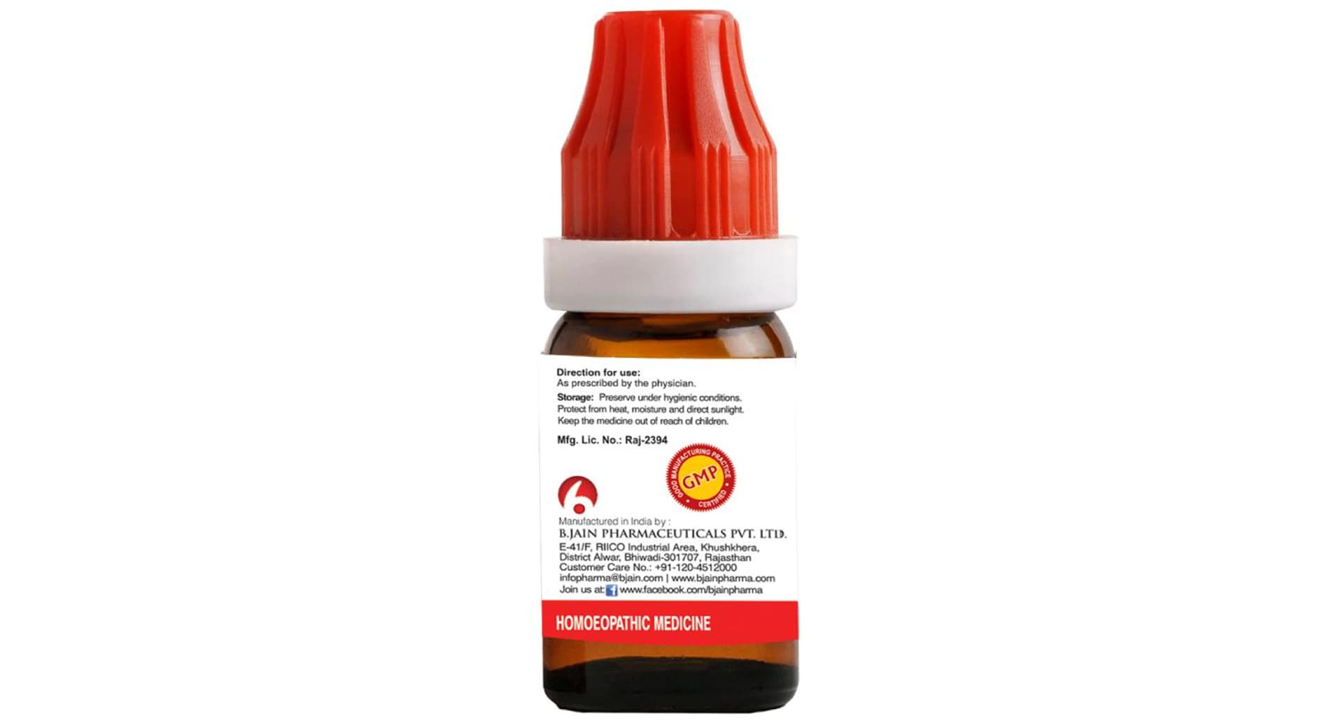 Bjain Muira Puama Dilution 6X bottle back label with directions and storage