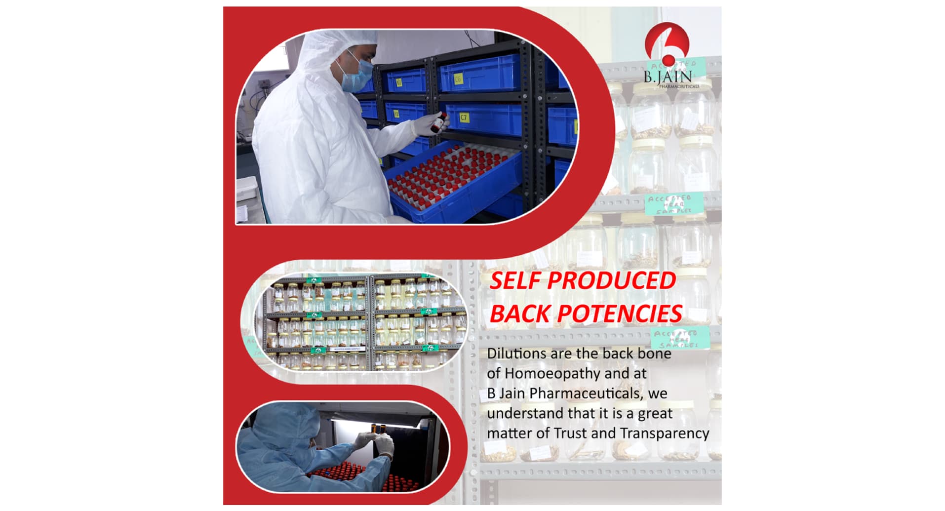 B. Jain Pharmaceuticals self produced back potencies for homoeopathic dilutions