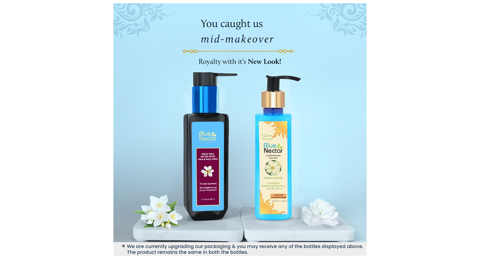 Blue Nectar Niraa Shea Butter SPF 30 Face and Body Lotion pack side view