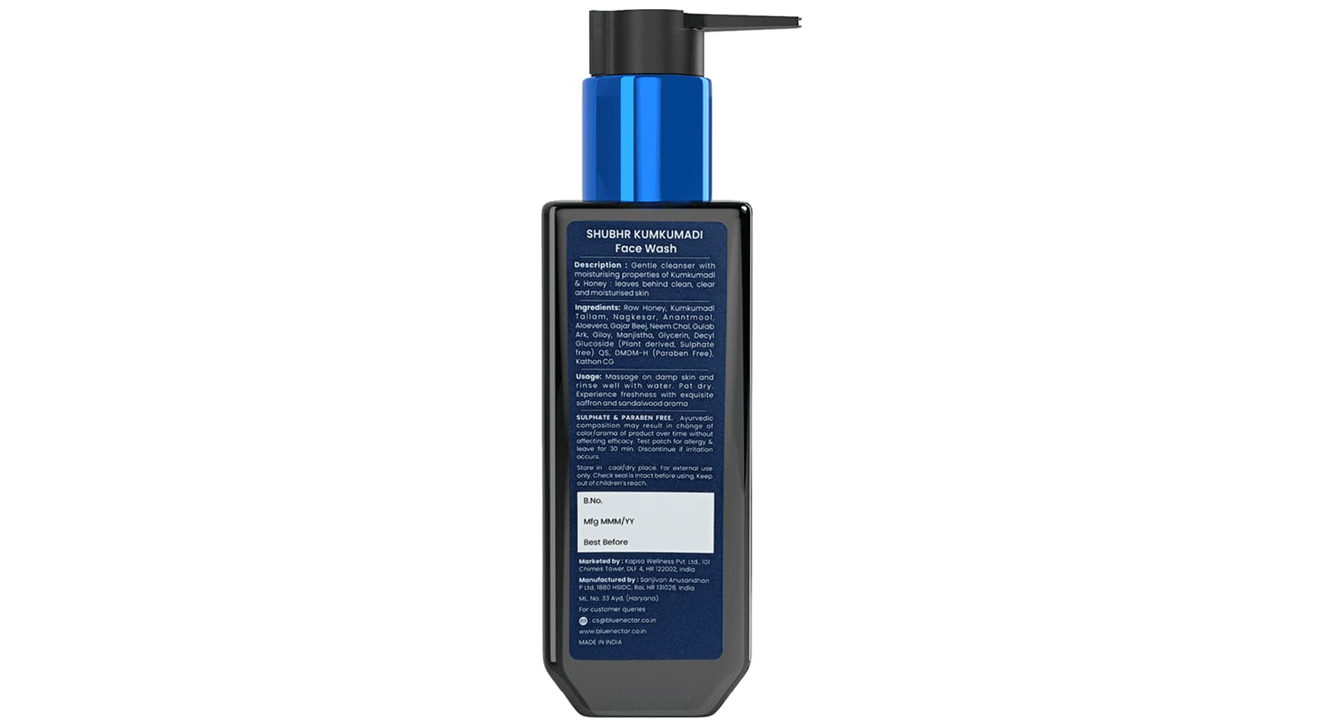 Blue Nectar Shubhr Kumkumadi Face Wash pack back view