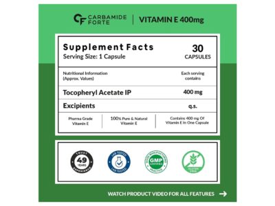Carbamide Forte Vitamin E 400mg Capsules for Face and Hair