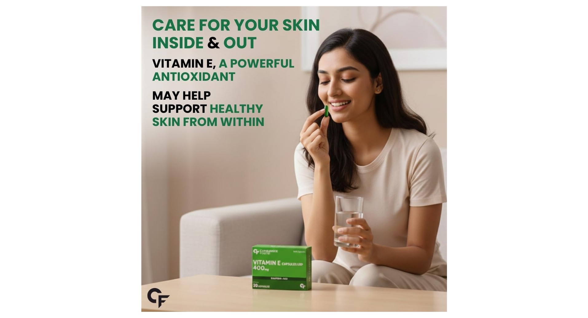 Carbamide Forte Vitamin E 400mg Capsules for Face and Hair