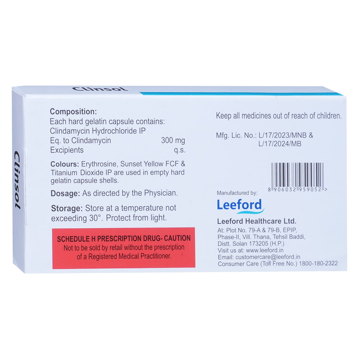 Clinsol 300mg Capsule strip blister view