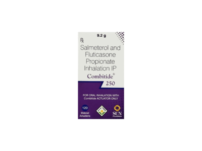 Combitide 250 CFC Free Inhaler pack side view