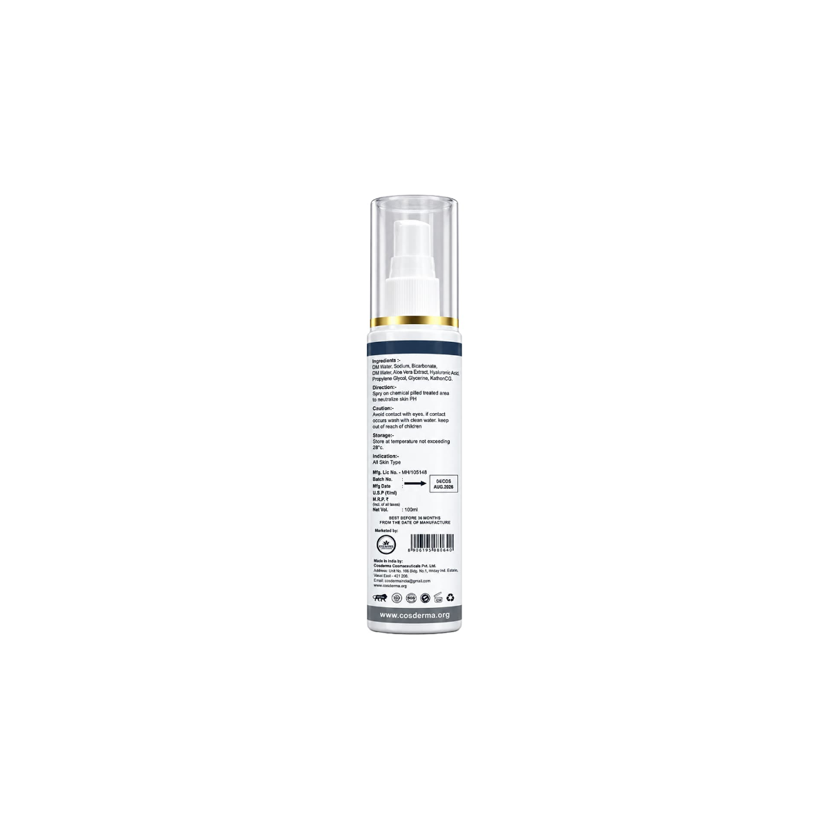 Cosderma Neutralizer Spray pack side view