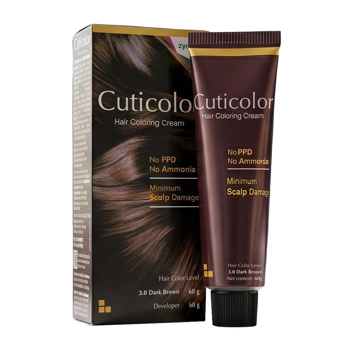 Cuticolor Permanent Hair Color Cream Dark Brown pack