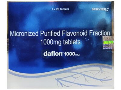 Daflon 1000mg Tablet Servier pack of 20 film coated tablets front