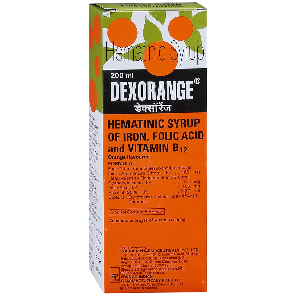 Dexorange Syrup 200ml carton - ferric ammonium citrate, folic acid and vitamin B12