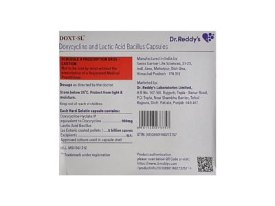 Doxt-SL 100mg Capsule pack side view