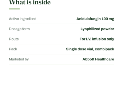 Dulaedge 100mg Injection composition - Anidulafungin 100 mg lyophilized powder for IV infusion