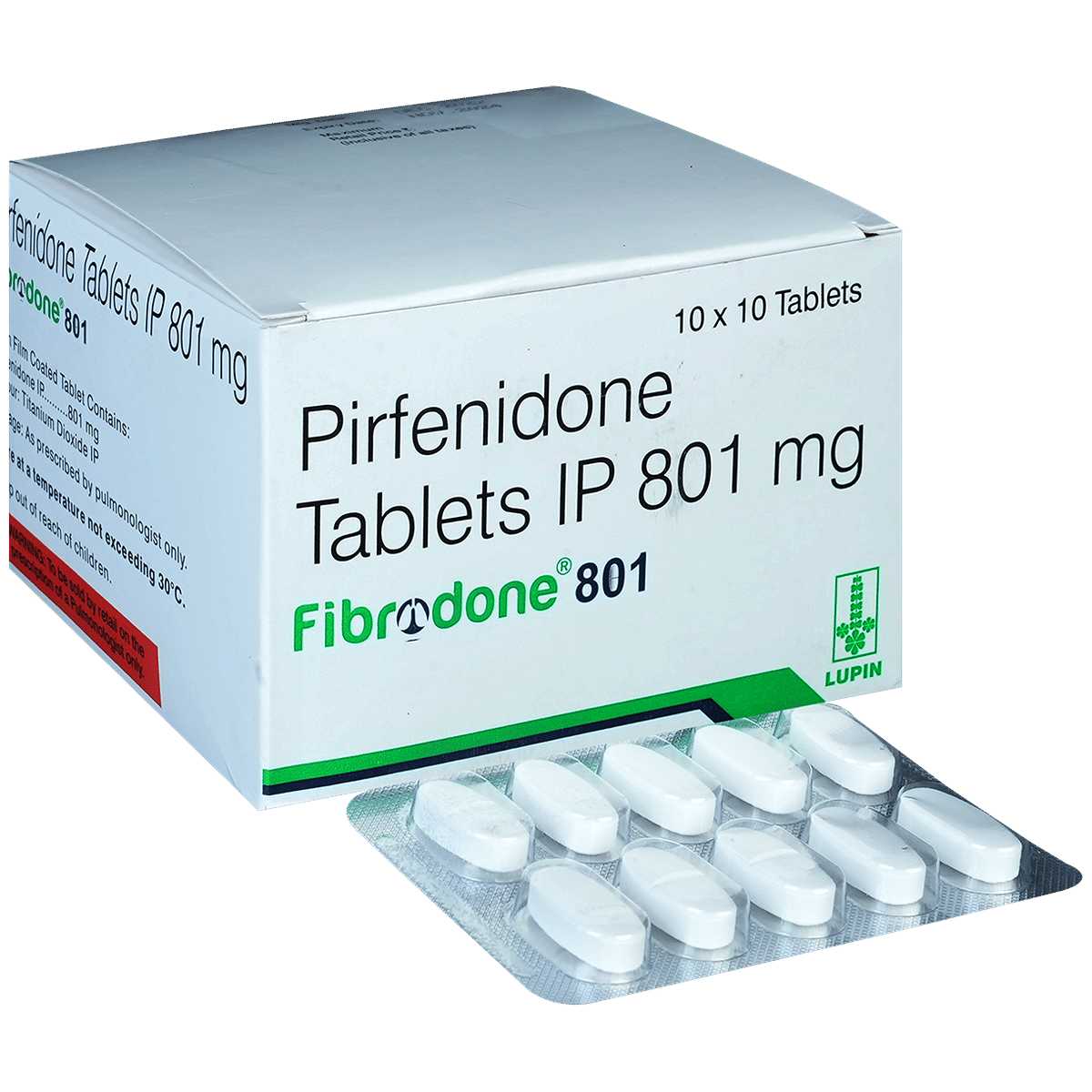 Fibrodone 801mg Tablet carton with blister