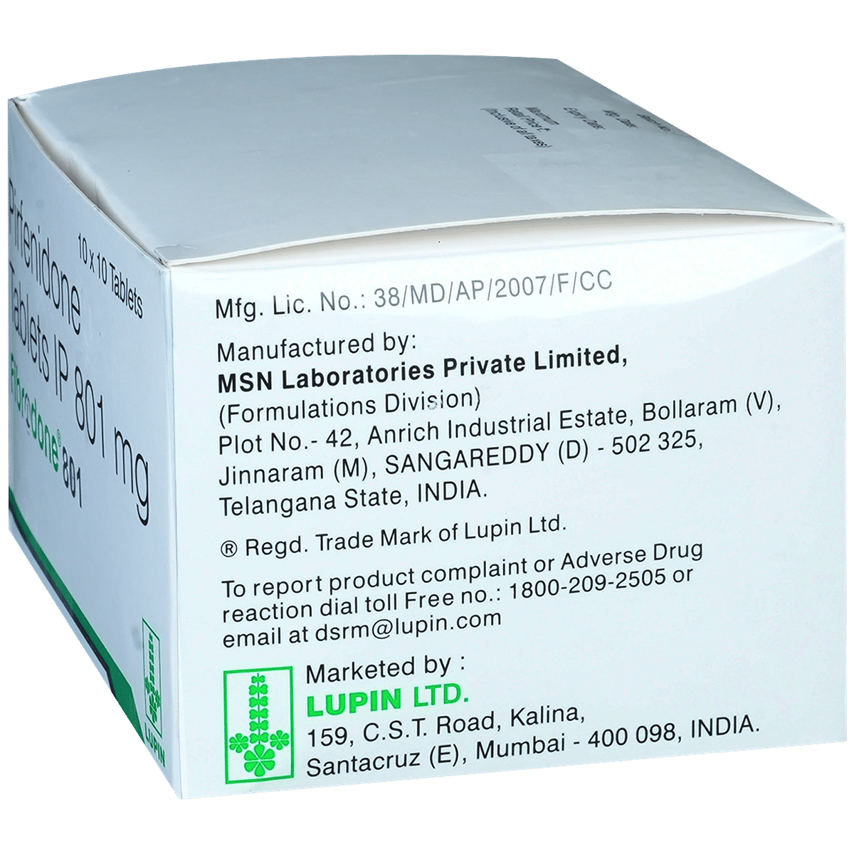 Fibrodone 801mg Tablet blister of tablets