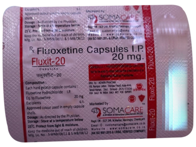 Fluxit Fluoxetine 20mg Capsule pack front view
