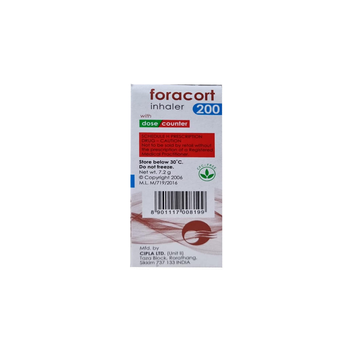 Foracort 200 Inhaler pack side view