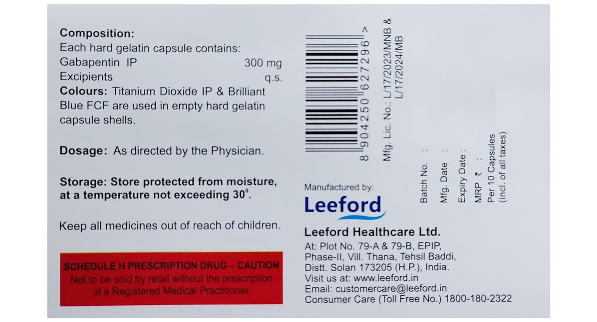 Gabipenta 300mg Capsule Gabapentin