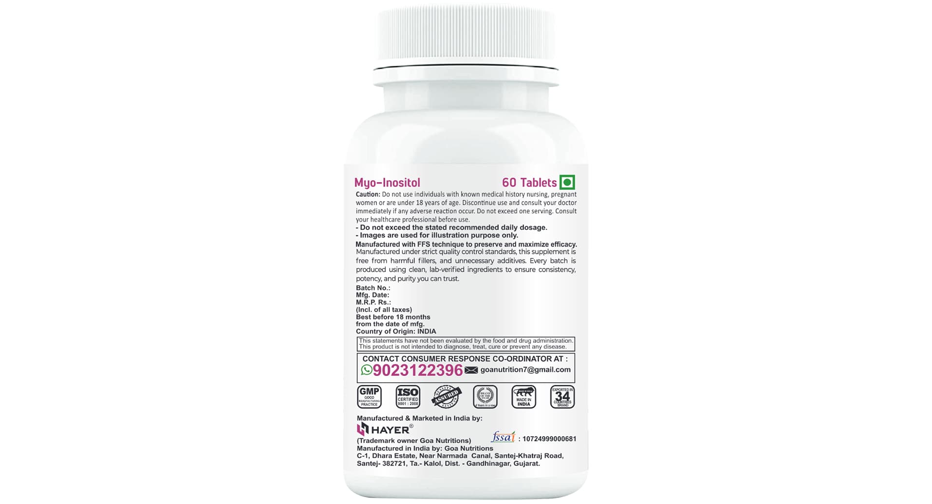Hayer PCOS Myo-Inositol 4000mg Tablet